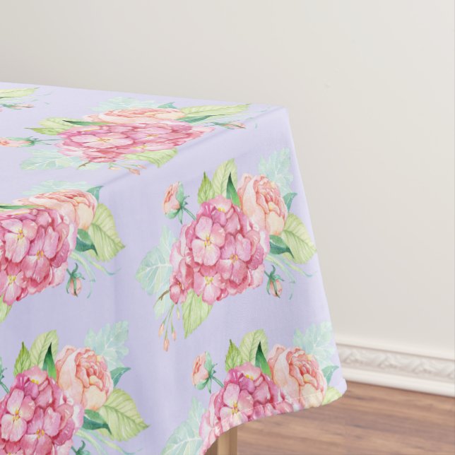 Elegant Pink Watercolor Flower Bouquet Pattern Tablecloth (In Situ)