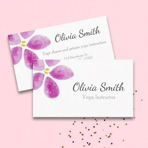 Elegant pink watercolor flower business card
