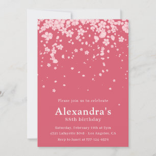 Elegant Pink Watercolor Flowers 88th birthday Invitation