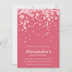 Elegant Pink Watercolor Flowers 92nd birthday Invitation