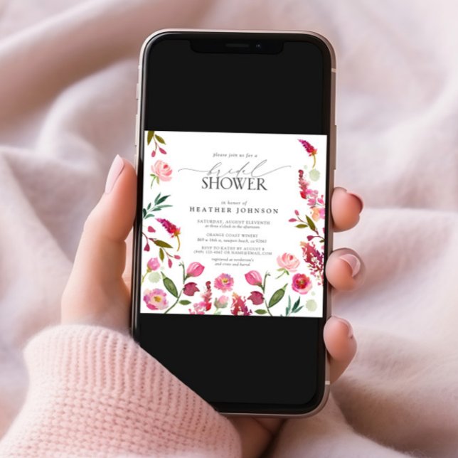 Elegant Pink Watercolor Flowers Bridal Shower Invitation (Creator Uploaded)