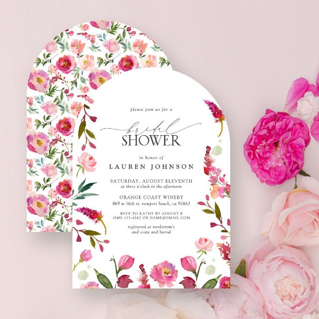 Elegant Pink Watercolor Flowers Bridal Shower Invitation (Creator Uploaded)