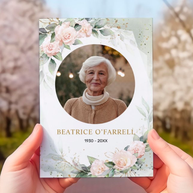 Elegant Pink Watercolor Flowers Death Announcement (Creator Uploaded)