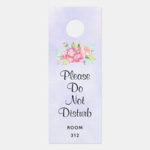 Elegant Pink Watercolor Flowers Do Not Disturb Door Hanger