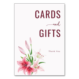 Elegant Pink Watercolor Lilies Table Number