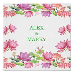 Elegant Pink Watercolor Lotus Floral Poster