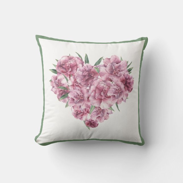 Elegant Pink Watercolor Roses BotanIcal Greenery Cushion (Front)