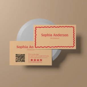 Elegant Pink Wavy Border for Women   Professional  Business Card