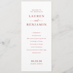 Elegant Pink Wedding Ceremony Program Programme