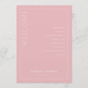 Elegant Pink Wedding Ceremony Schedule Programme