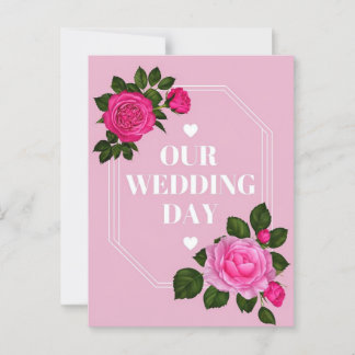 Elegant Pink Wedding Day Invitation Card Design
