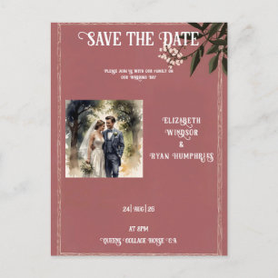 Elegant Pink Wedding Invitation Photo  Postcard