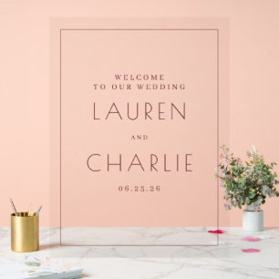 Elegant Pink Wedding Invitations Acrylic Sign