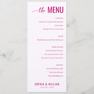 Elegant Pink Wedding Menu