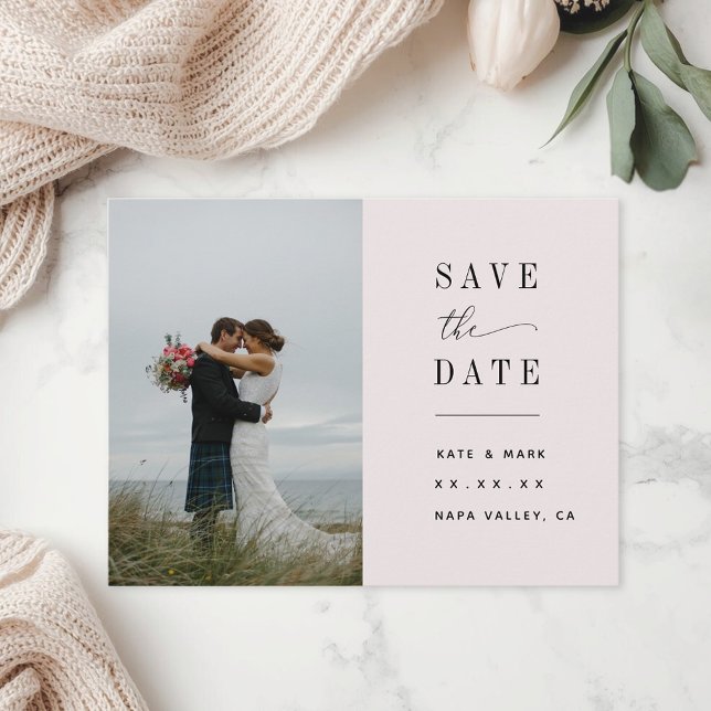 Elegant Pink Wedding Photo Save the Date Postcard (Creator Uploaded)
