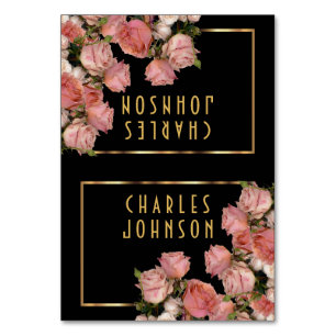 Elegant Pink Wedding Roses - Place Cards