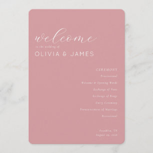 Elegant Pink Wedding Schedule Programme