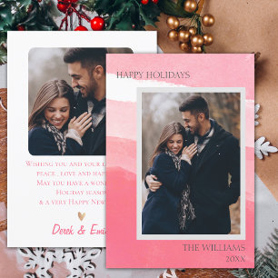 Elegant Pink White Abstract Photo Happy Holidays