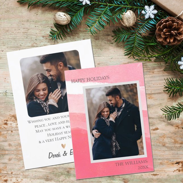 Elegant Pink White Abstract Photo Happy Holidays (Creator Uploaded)