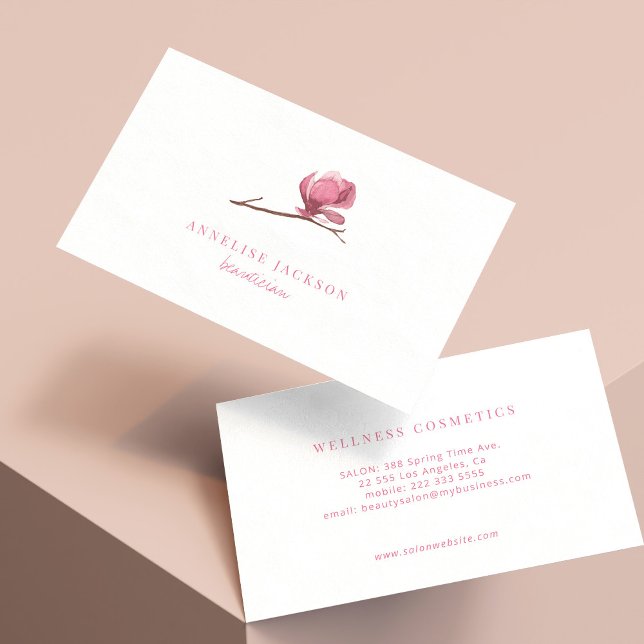 Elegant pink white beauty salon  business card (Creator Uploaded)