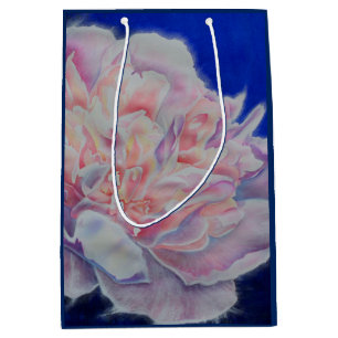 Elegant pink white blue pastel watercolor floral  medium gift bag