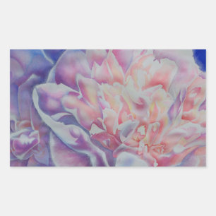 Elegant pink white blue pastel watercolor floral  rectangular sticker