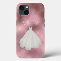 Elegant Pink White Bride Gown Typography Wedding 