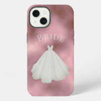Elegant Pink White Bride Gown Typography Wedding