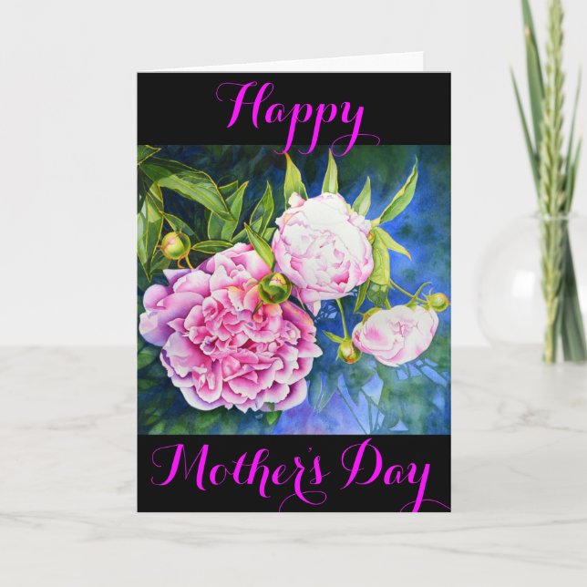 Elegant pink white classic watercolor floral card (Front)