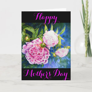 Elegant pink white classic watercolor floral card