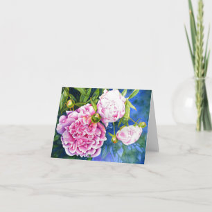 Elegant pink white classic watercolor floral card