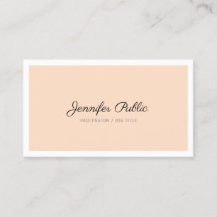 Elegant Pink White Clean Plain Modern Professional Business Card