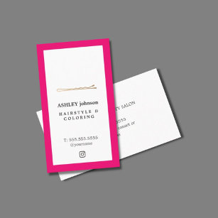 Elegant Pink White Faux Gold Pin Hairdresser Business Card