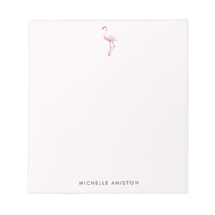 Elegant Pink White Flamingo Custom Notepad