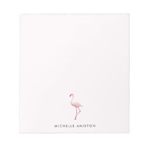 Elegant Pink White Flamingo Custom Notepad