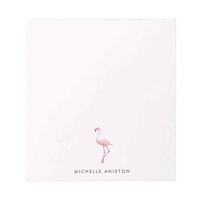 Elegant Pink White  Flamingo Custom Notepad (Front)