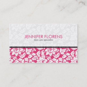 Elegant Pink White Floral Damasks Business Card
