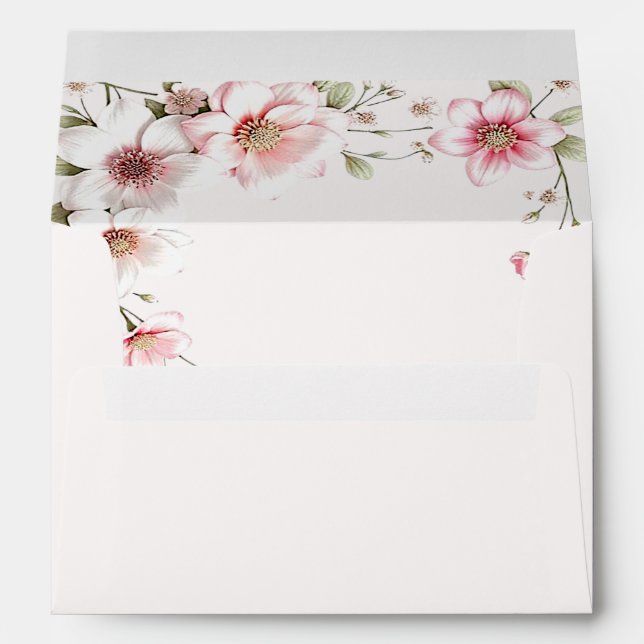 Elegant Pink White Floral Envelope (Back (Bottom))
