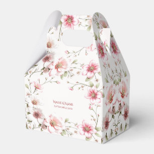 Elegant Pink White Floral Favour Box