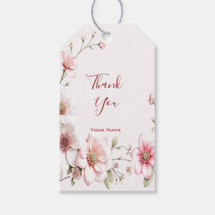 Elegant Pink White Floral Gift Tag