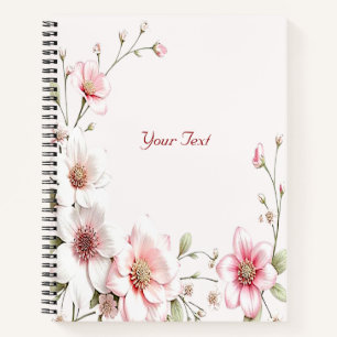 Elegant Pink White Floral Notebook