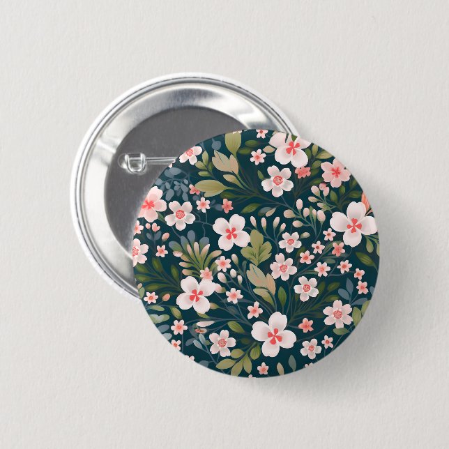 Elegant Pink & White Floral Pattern  6 Cm Round Badge (Front & Back)