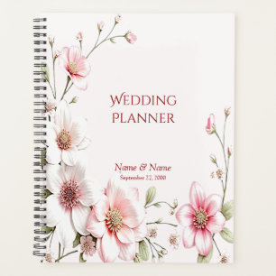 Elegant Pink White Floral Planner