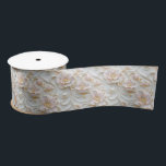 Elegant Pink White Floral Ribbon Satin Ribbon<br><div class="desc">Add timeless elegance to your packaging and décor with this ornate floral satin ribbon, featuring softly sculpted blooms, graceful swirling details, and delicate gold accents on a refined neutral background. The luxurious satin finish gives the design a subtle sheen, creating a sophisticated, high-end look that’s perfect for special occasions. Ideal...</div>