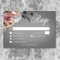 Elegant Pink White Floral Rose Grey Wedding Dinner