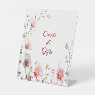 Elegant Pink White Floral Tabletop Signs