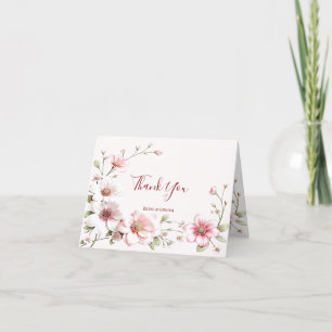 Elegant Pink White Floral Thank You Card