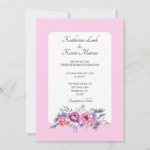 Elegant Pink White Floral Wedding Invitation