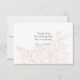 Elegant Pink White Floral Wedding Thank You Card