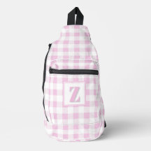 Elegant pink white gingham customisable monogram